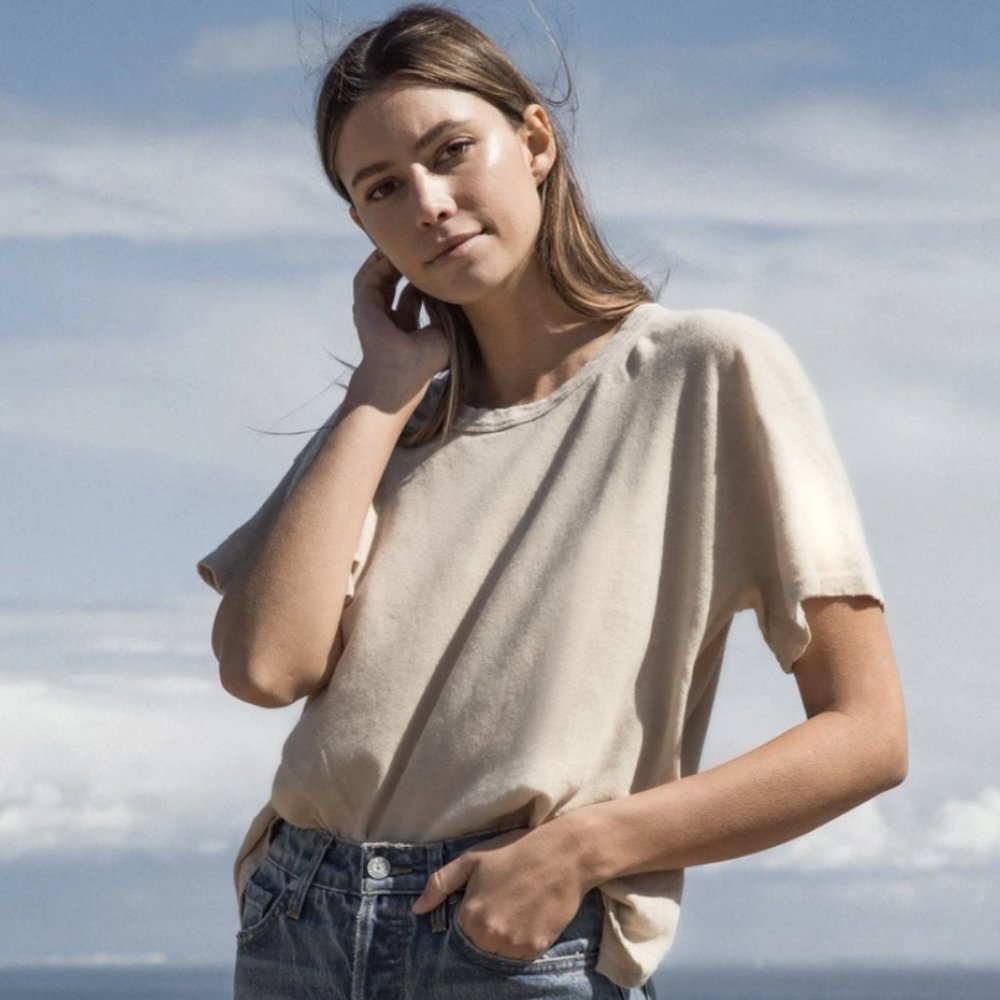 Christina Lehr Designer hemp easy crew tee shirt